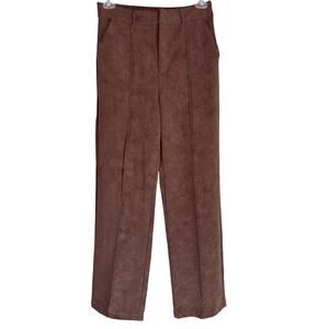 Missguided Women’s Brown Faux Suede Lined Wide Leg Pants Size large